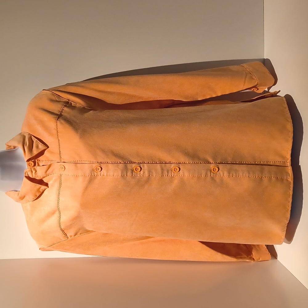 Studio Works Women's Button-up Shirt Long Sleeve Medium Orange Faux Suede